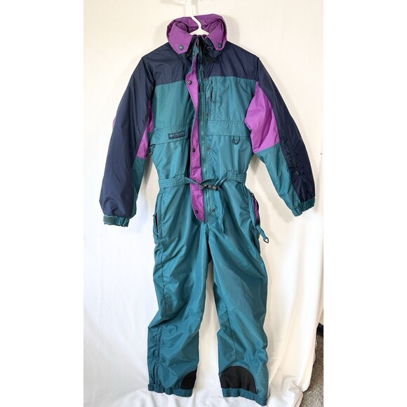 Columbia  Ski Suit Snowsuit One Piece Emerald Purple Retro Womens (Size In Desc) - Picture 1 of 16